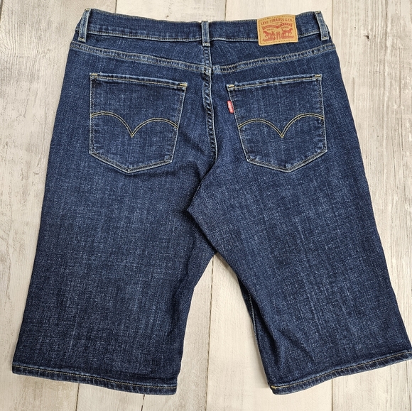 Levi’s Bermuda Denim Shorts Womens Size 30 Dark Wash Stretch Preppy - Picture 10 of 14